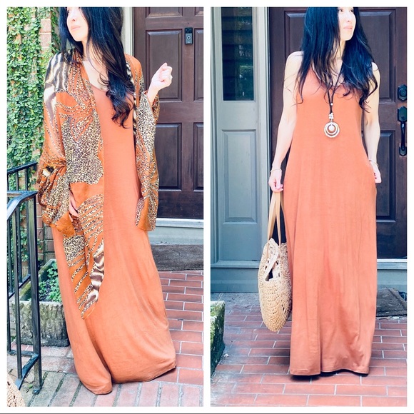 ✨LAST ONE✨LOOSE FIT SIDE POCKETS TANK MAXI DRESS - Picture 6 of 8